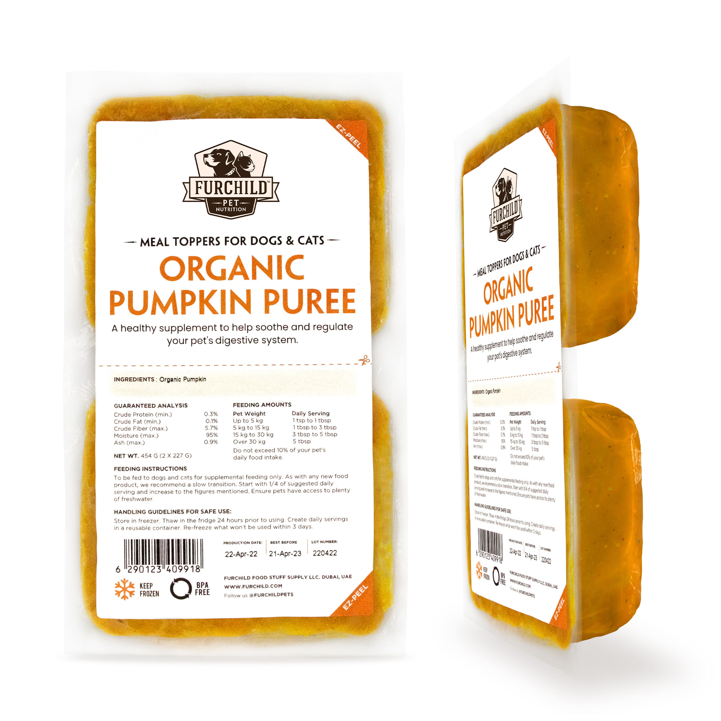 Organic pumpkin puree for dogs and cats